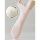 4 Pairs Women's Ruffle Edge Crew Socks Soft Stretch Cotton Blend with High Elastic Cuffs in Assorted Solid Colors