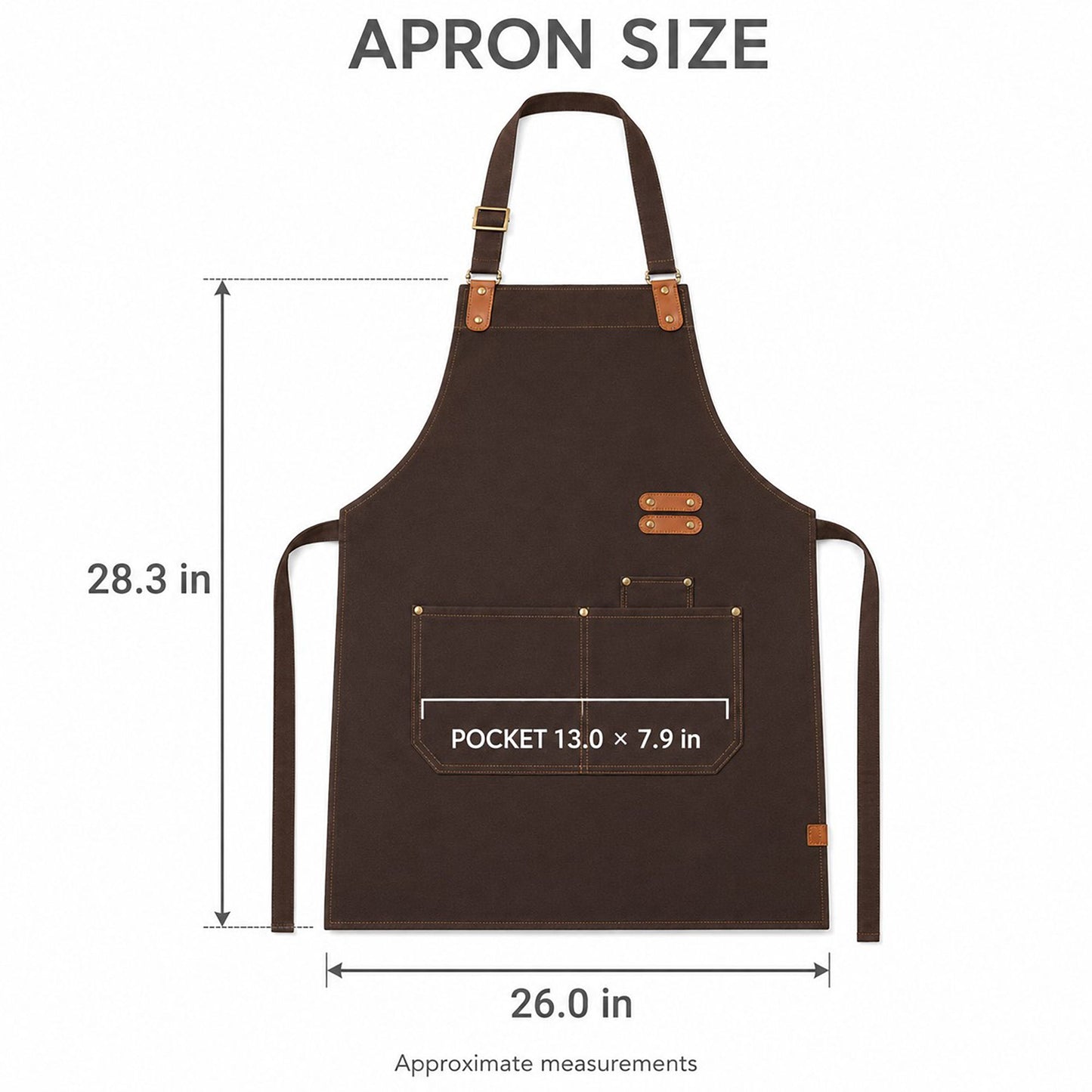 Water Resistant Canvas Bib Apron with Adjustable Straps and Pockets