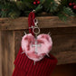 Punk Heart Faux Fur Keychain Rivet Cross Bag Charm Set