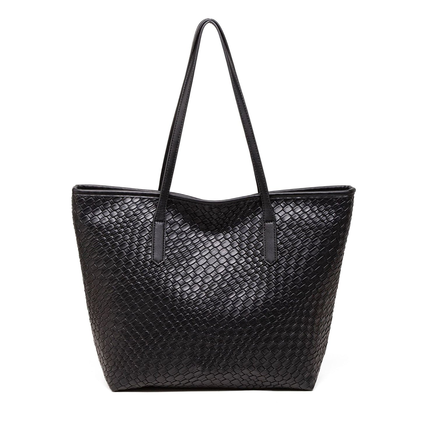 Woven Tote Bag Large Shoulder Handbag with Zipper Closure and Interior Pocket