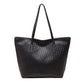 Woven Tote Bag Large Shoulder Handbag with Zipper Closure and Interior Pocket