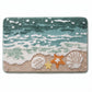 Coastal Ocean Wave Plush Bathroom Mat with Life Preserver and Seashell Design