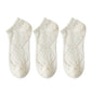3-Pack Sheer Lace Ice Silk Ankle Socks with Floral Knit Design Lightweight Breathable Style