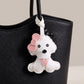 Puppy Dog Bag Charm with Pink Bow Accent