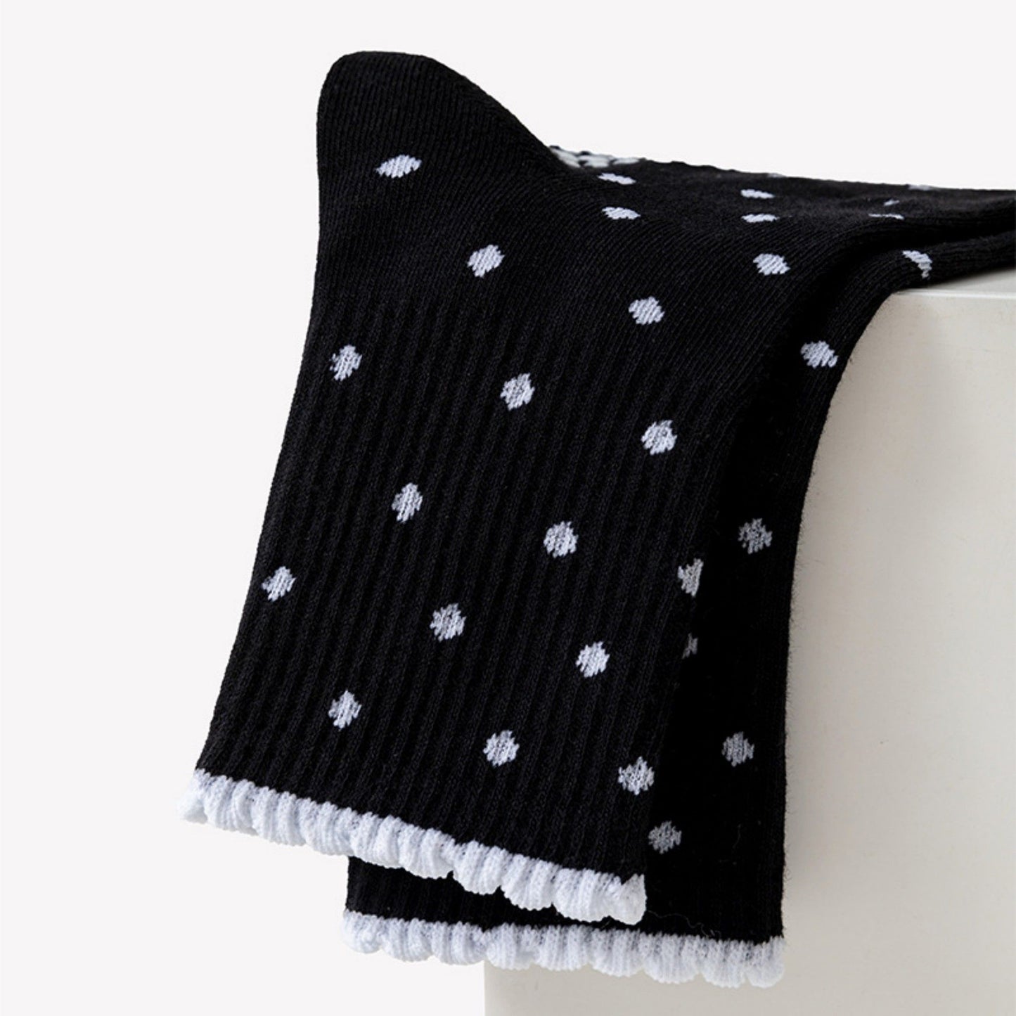 Non Slip Grip Crew Socks 3 Pair Pack Polka Dot Ruffle Cuff