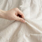 4-Piece Cotton Linen Jacquard Bedding Set with Duvet Cover Flat Sheet and Pillowcases Lace Trim Detail