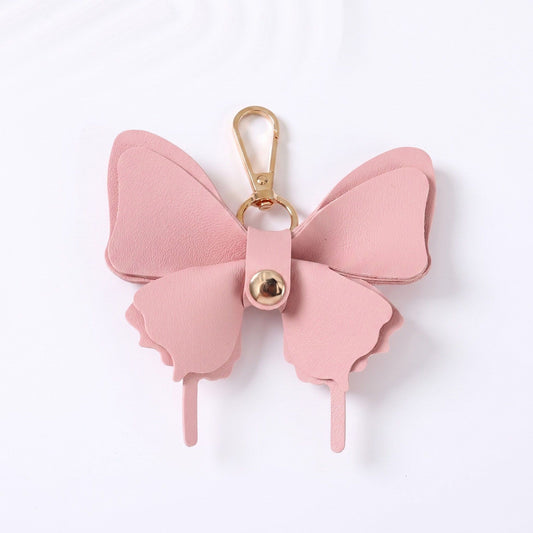 Pink Butterfly Bag Charm with Gold Tone Clip