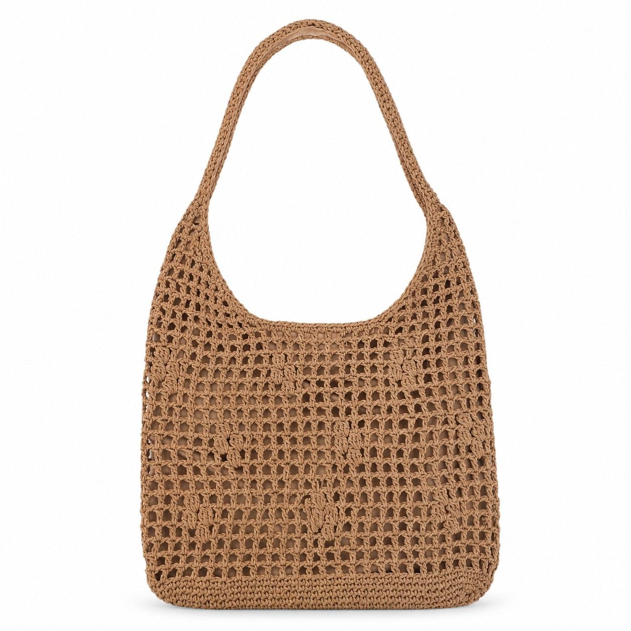 Open Weave Shoulder Bag with Magnetic Closure and Slouchy Woven Carryall Design