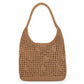 Open Weave Shoulder Bag with Magnetic Closure and Slouchy Woven Carryall Design