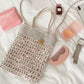 Hand-Crocheted Sequin Crossbody Bag Small Square Shoulder Bag for Phone and Essentials