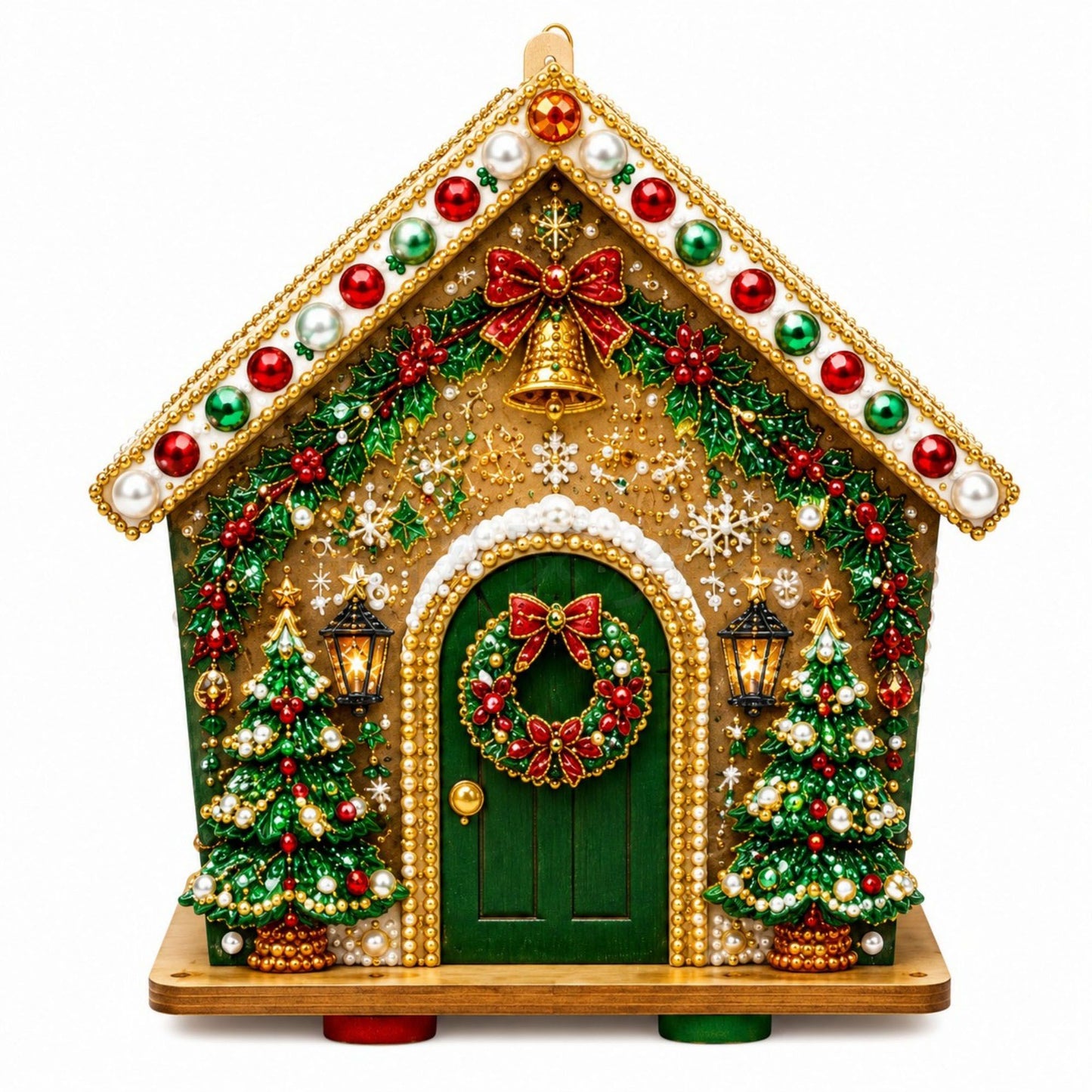 DIY Pearl Art Christmas Birdhouse Craft Kit with 3D Holiday Design