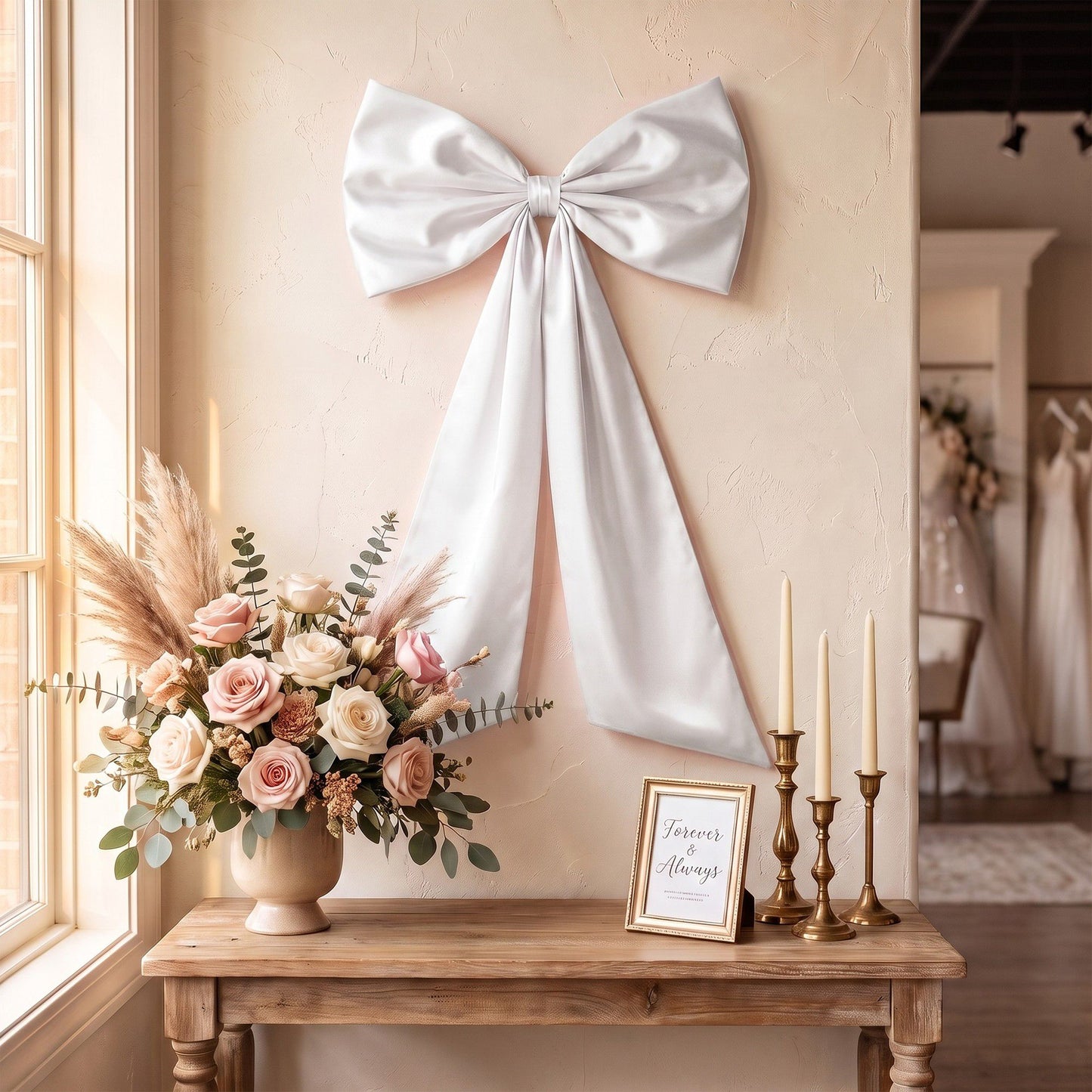 Large Decorative Bow with Long Tails for Holiday Decor