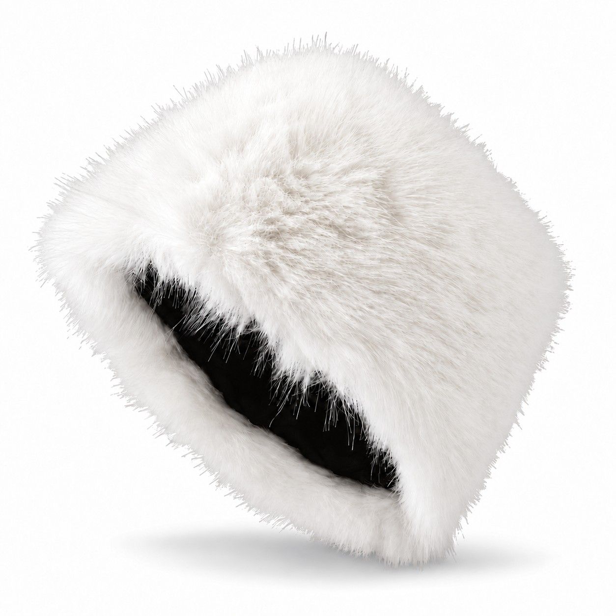 Faux Fur Pillbox Hat Soft Plush Brimless Winter Fashion Cap