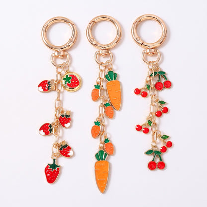 Enamel Fruit & Vegetable Multi-Charm Bag Charm Key Chain 3-Piece Set