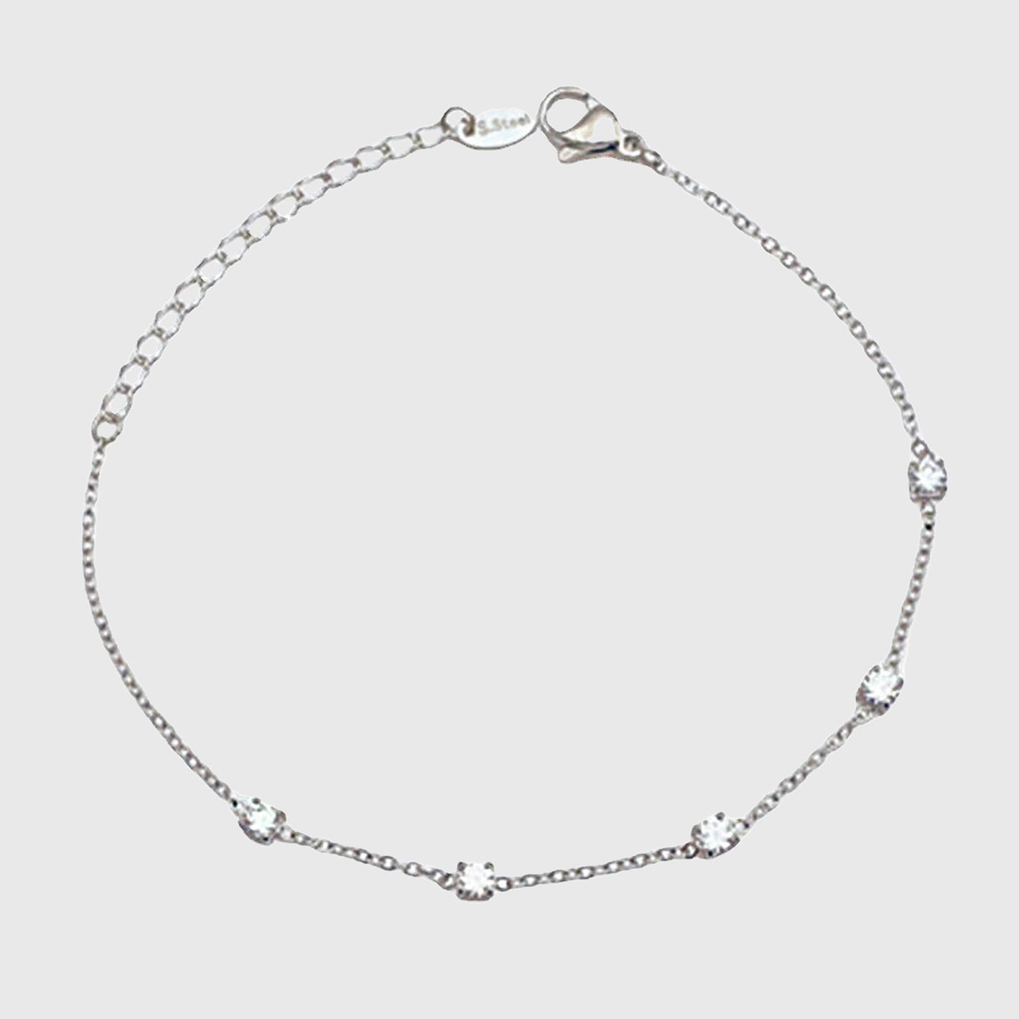 Women's Titanium Steel Zirconia Bracelet Adjustable Chain with Sparkling Stone Accents