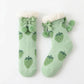 Fuzzy Strawberry Bow Crew Socks  US 5-10.5