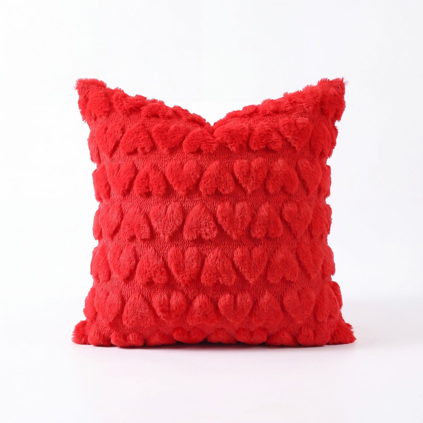 Plush Heart Textured Throw Pillow Cover Soft Fuzzy Decorative Cushion Cover for Sofa Bed Chair