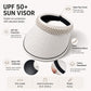 Wide Brim Visor Hat with Faux Pearl Embellished Band and Open Top Design