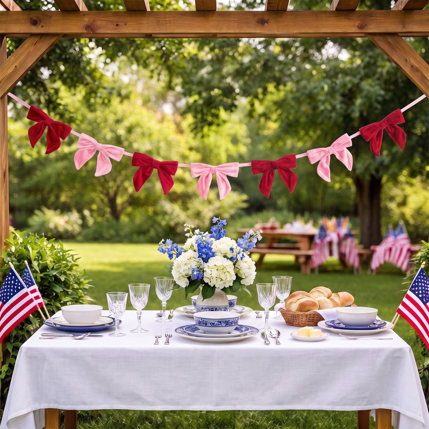 Decorative Bow Garland for Parties and Holiday Decor