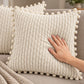 2 Pack Double Sided Corduroy Throw Pillow Covers 18 x 18 Inch with Pom Pom Trim