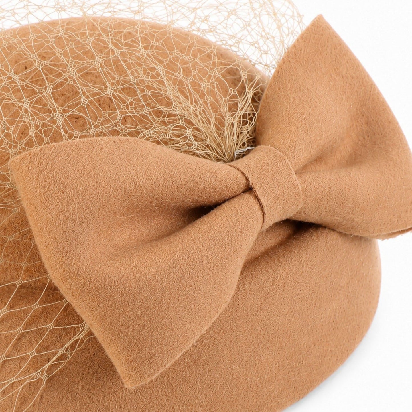 Bow Pillbox Fascinator Hat with Birdcage Veil