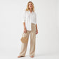 Shell Woven Top Handle Bag with Pearl Button and Detachable Chain Strap