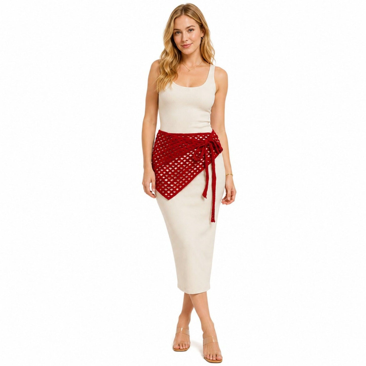 Crochet Wrap Skirt Tie Waist Cover Up