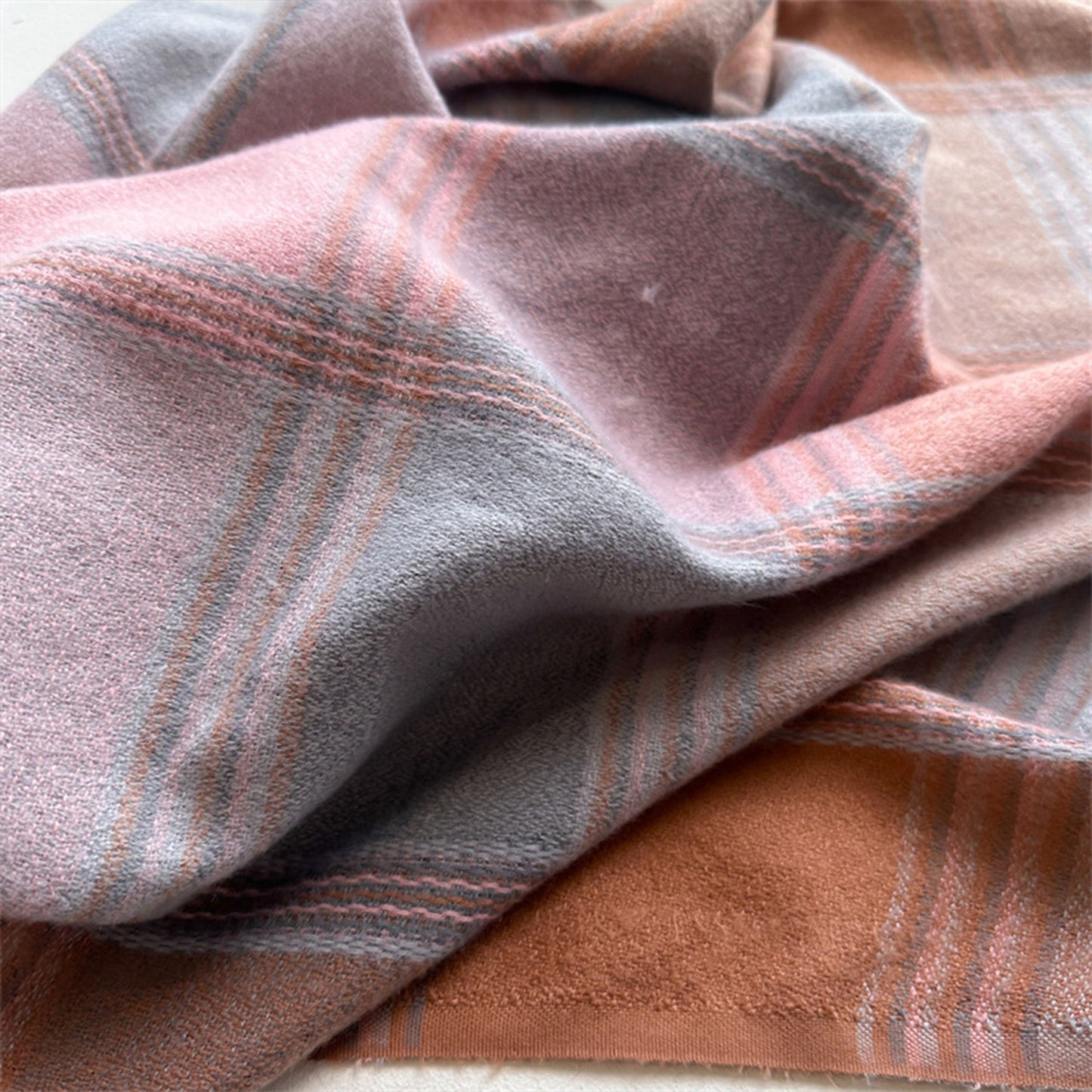 Plaid Tassel Trim Faux Cashmere-Like Winter Warm Scarf - 77IN¡Á26IN