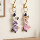 Floral Bag Charm with Three Dimensional Flowers and Key Ring