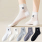 4-Pair Pack Sheer Ribbed Ankle Socks with Ruffled Trim and Embroidered Bow Detail in Multiple Color Combinations