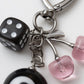 8 Ball Cherry Dice Charm Keychain with Heart Clip Novelty Bag Charm Key Ring Accessory