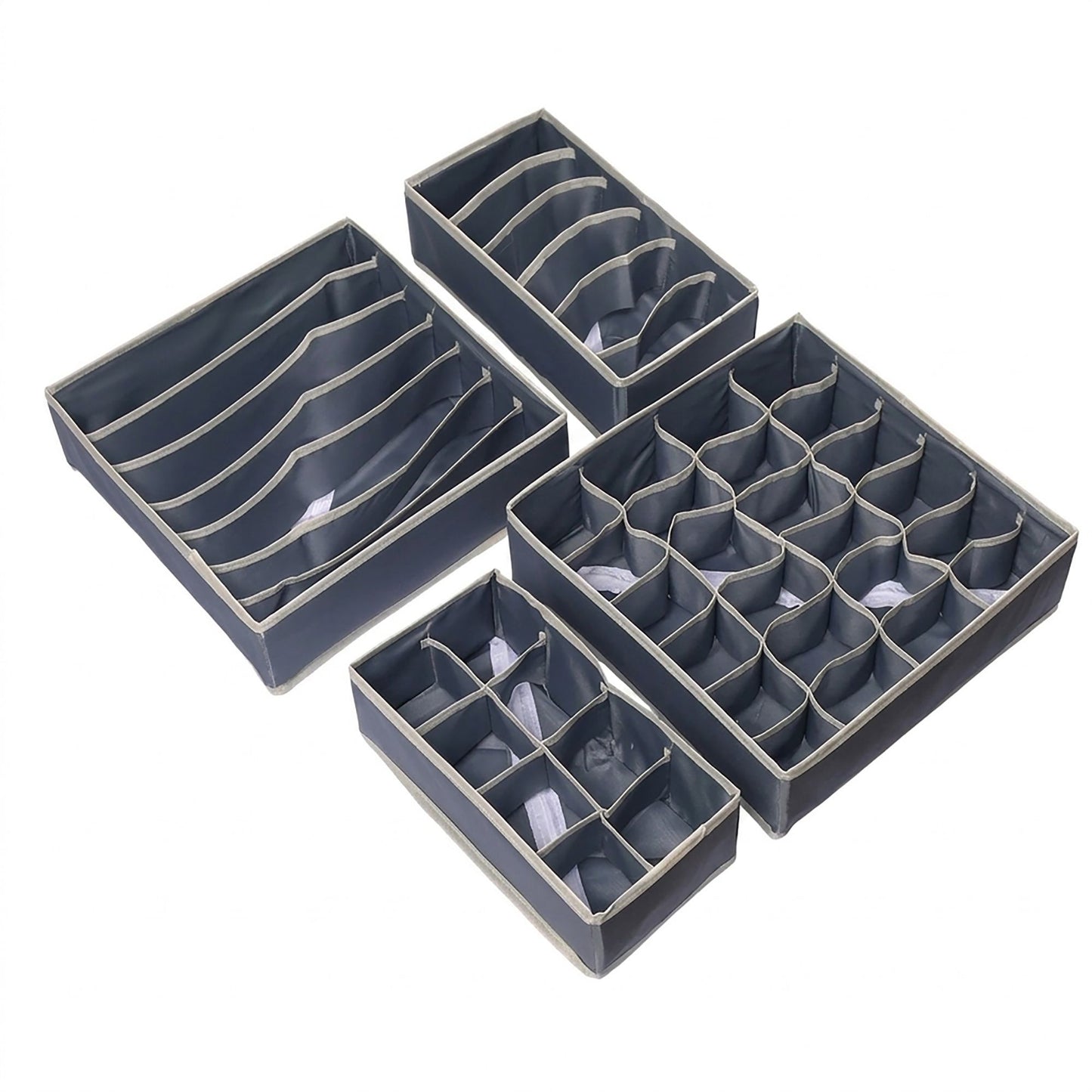4 Piece Drawer Organizer Set with Divided Compartments