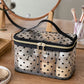 Heart Print Mesh Makeup Bag Large Travel Cosmetic Toiletry Organizer with Handle