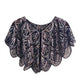 Sequin Mesh Capelet Cover Up with Scalloped Trim