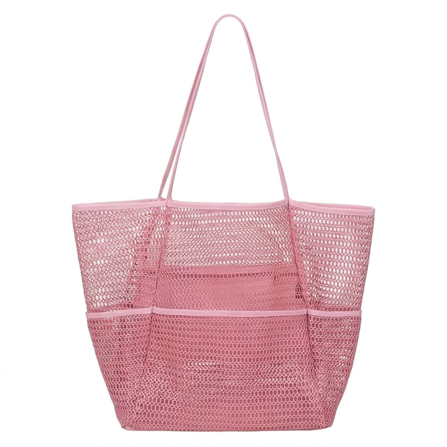 Mesh Beach Tote Bag with See Through Design and Shoulder Handles