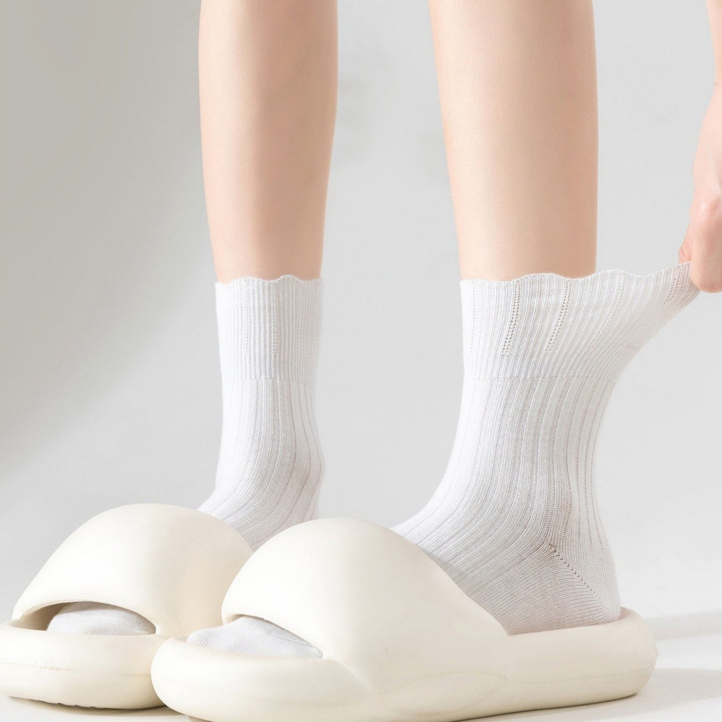 Ribbed Crew Socks with Elasticized Top Cuff for Swollen Feet Non-Binding Comfortable Fit 3-Pack