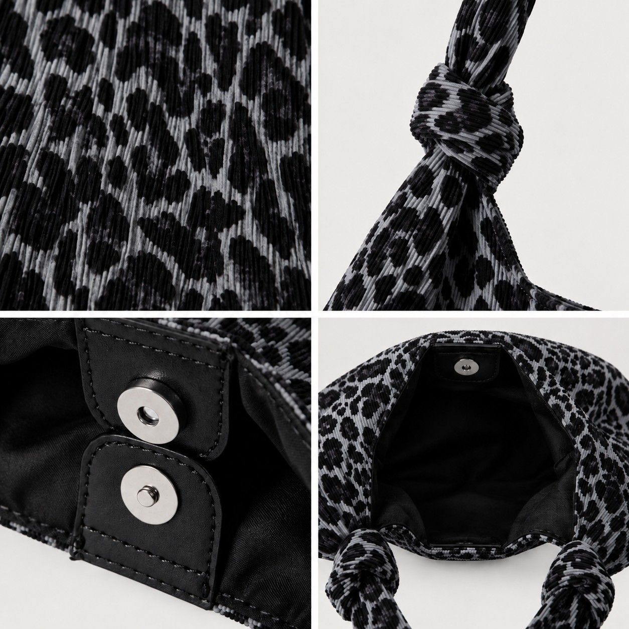 Large Suede Look Hobo Shoulder Bag with Knotted Strap and Magnetic Closure