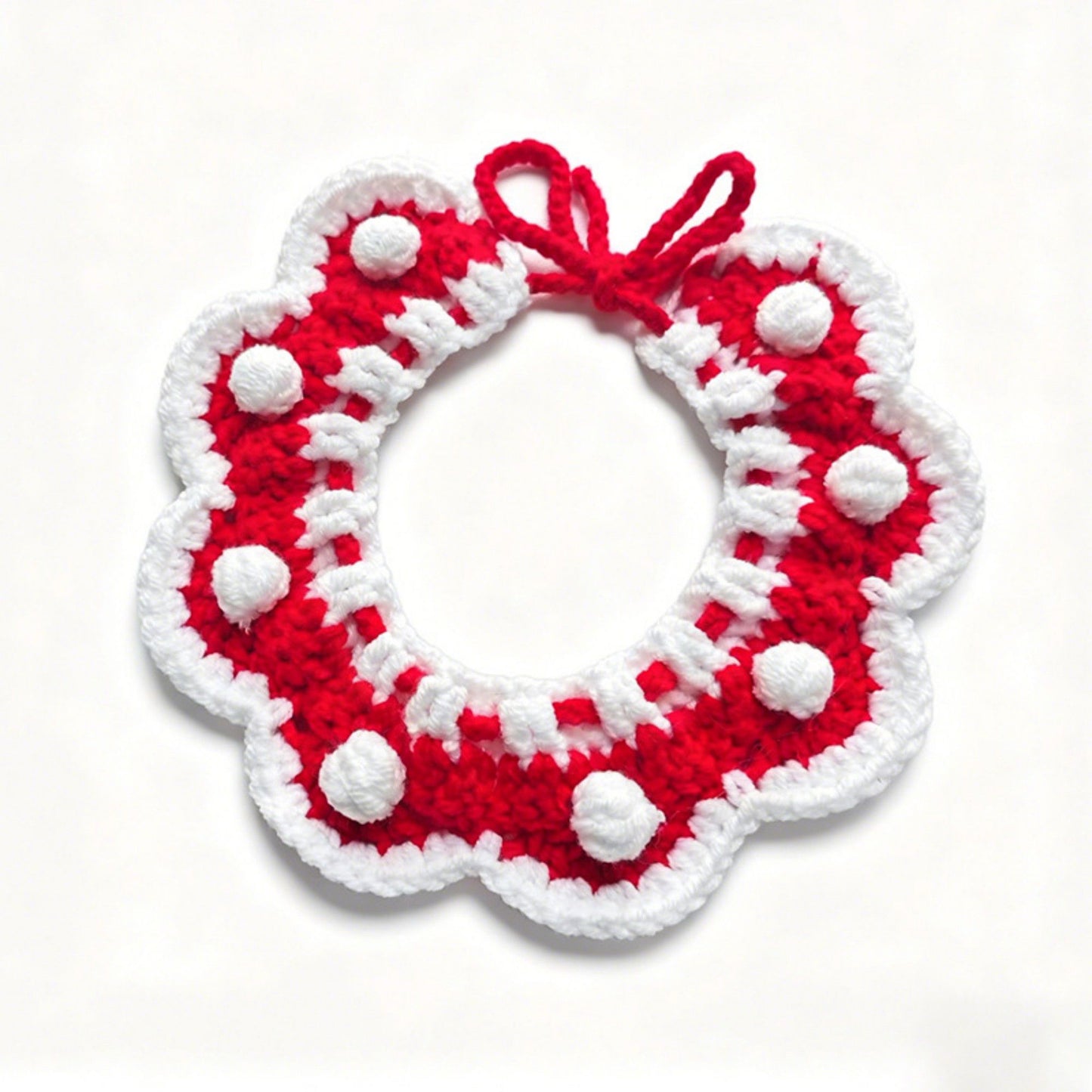 Pet Crochet Collar with Pom-Pom Decorative Neck Accessory for Dogs and Cats