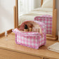 Ruffle Trim Travel Makeup Bag with Zipper Closure