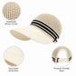 Woven Wide Brim Visor Hat with Striped Band Mesh Crown Adjustable Back Strap
