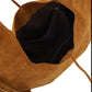 Slouchy Fringe Hobo Shoulder Bag with Tie Closure and Inner Pockets
