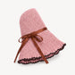 Woven Bucket Hat with Scalloped Brim Ribbon Band and Bow Tie Accent