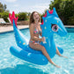 Inflatable Sea Creature Pool Float Ride On with Back Support Durable PVC Water Float for Pool Beach Lake 70.8x31.5x35.4in