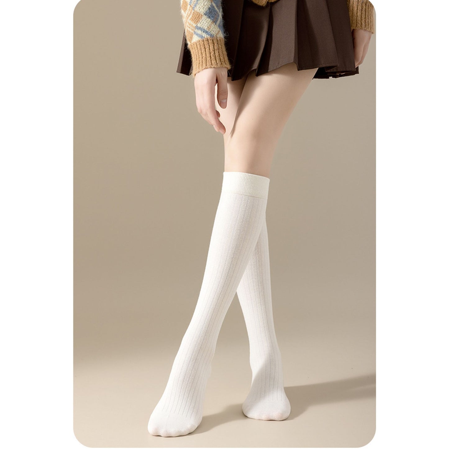 3-Pack Ribbed Knee High Compression Socks Seamless Toe Slim Fit Design
