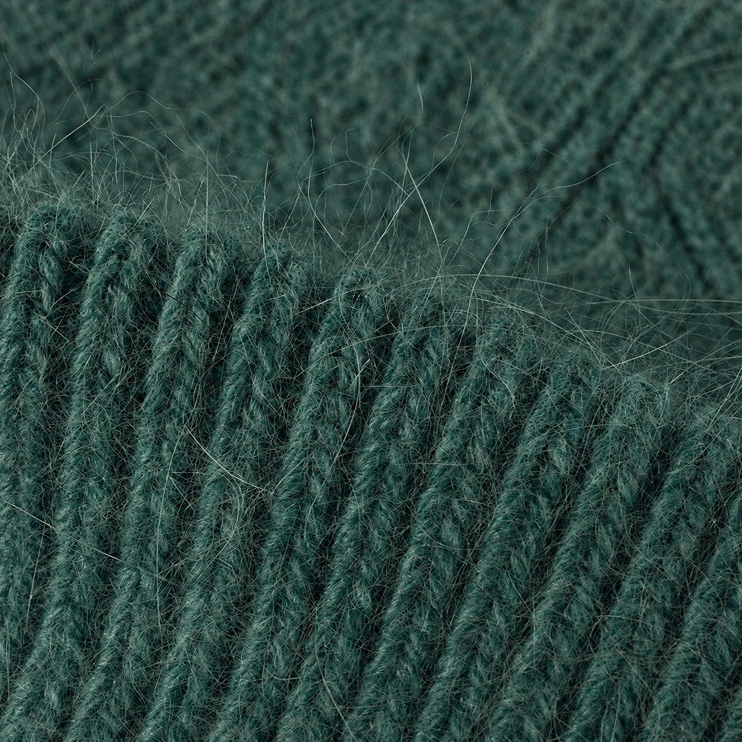Fuzzy Knit Beanie Hat with Ribbed Cuff