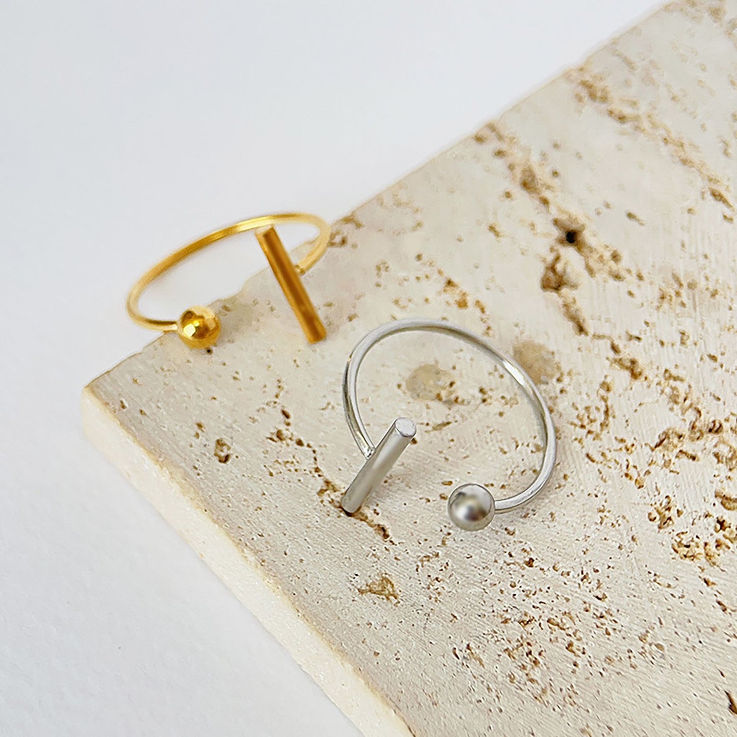 Women's Titanium Steel Open Adjustable Minimalist Statement Ring for Daily Wear