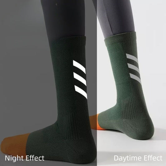Reflective Compression Sports Socks with Breathable Fabric and Night Visibility Design 2-Pack
