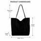 Large Faux Suede Tote Bag with Front Pocket and Double Shoulder Handles