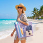 Reusable Mesh Shopping Tote Bag with Snap Closure and Carry Handles