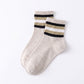 6 Pair Striped Crew Socks with Ribbed Cuffs